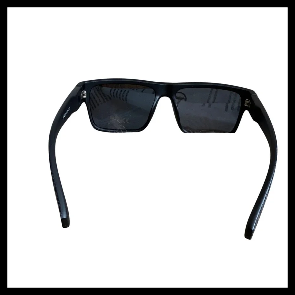 NWOT Matte Black Rectangular Sunglasses UV400 Checkered Arms Model 4380 CAT.3